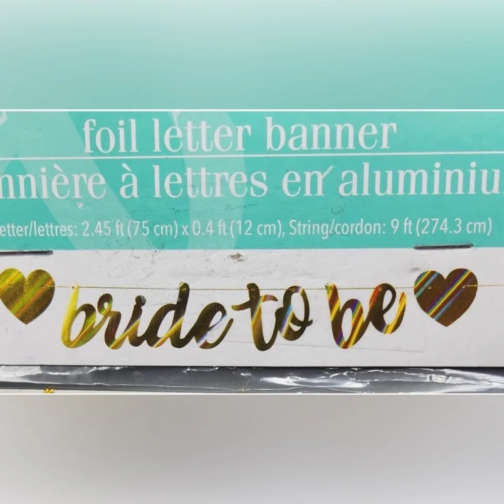 Bride To Be Banner, Gold Foil, Bachelorette Wedding Engagement Party Decor NIP